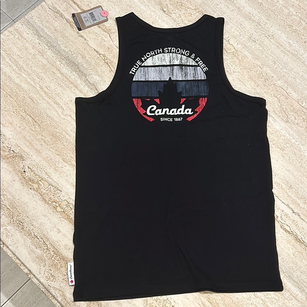 🆕 NWT Black Tank Top with Red Leaf Logo True North Strong & Free Canada size S